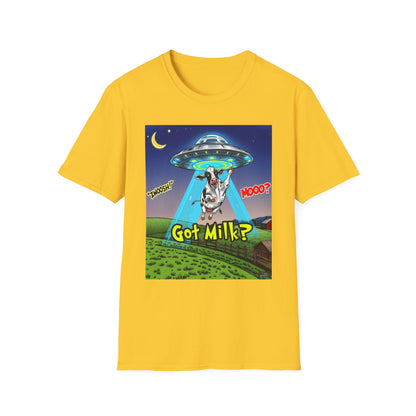 Got Milk? Funny Unisex Softstyle T-Shirt, Humorous Tee, Perfect for Cow Lovers, Milking Day, Farm-themed Gifts, Quirky Apparel, graphic