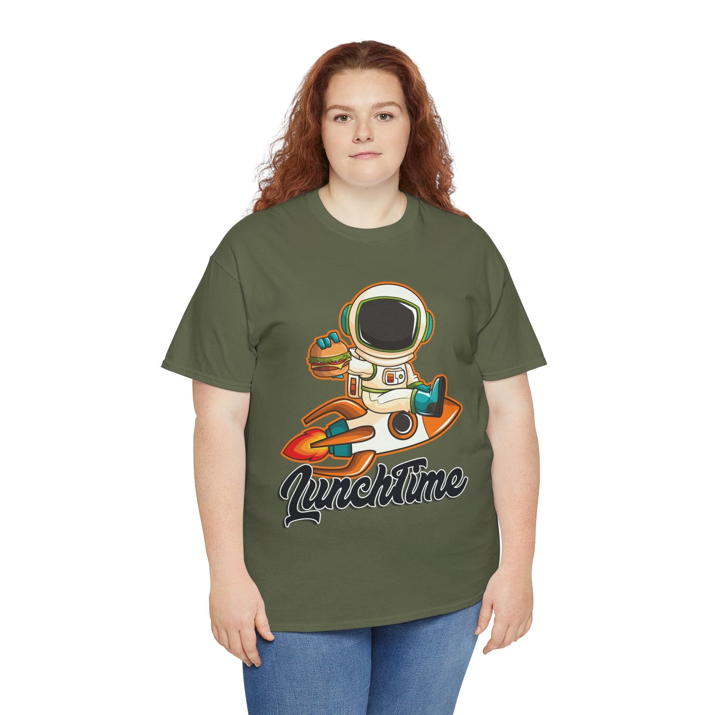 Astronaut Lunchtime Unisex Heavy Cotton Tee - Fun Graphic T-Shirt for Space Lovers, GraphicTees, png, t-shirts, tshirts