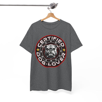 Certified Dog Lover Unisex Tee - Bulldog Print Design, GraphicTees, t-shirt, tshirt, png