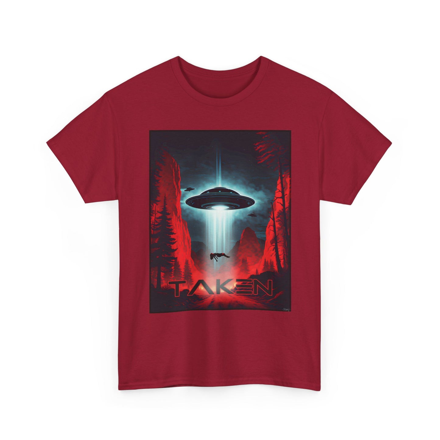 Taken, Unisex Heavy Cotton Tee, UFO inspired t-shirt, graphic design, art, png, t-shirts, tshirts, tee