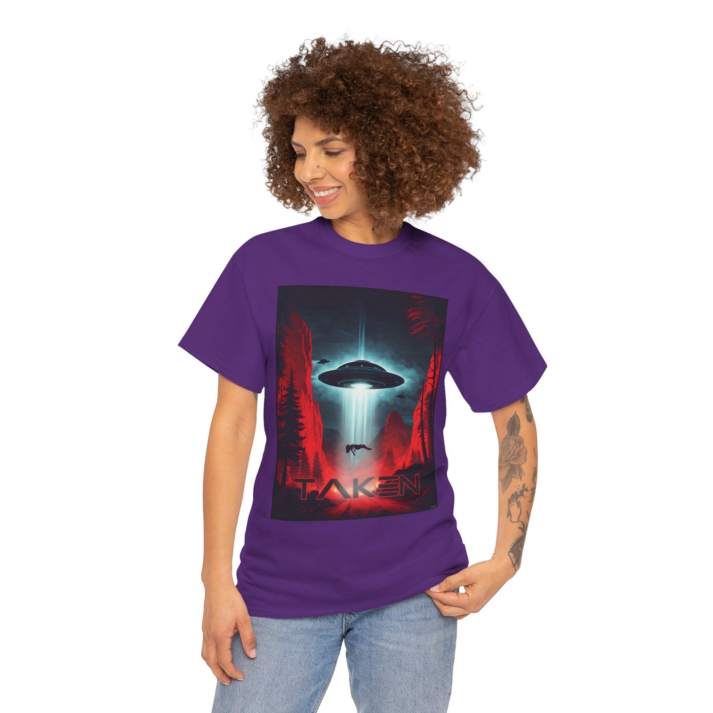 Taken, Unisex Heavy Cotton Tee, UFO inspired t-shirt, graphic design, art, png, t-shirts, tshirts, tee