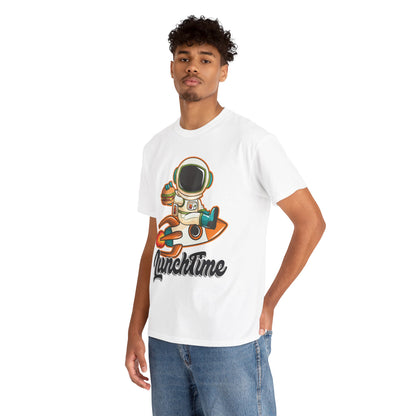 Astronaut Lunchtime Unisex Heavy Cotton Tee - Fun Graphic T-Shirt for Space Lovers, GraphicTees, png, t-shirts, tshirts