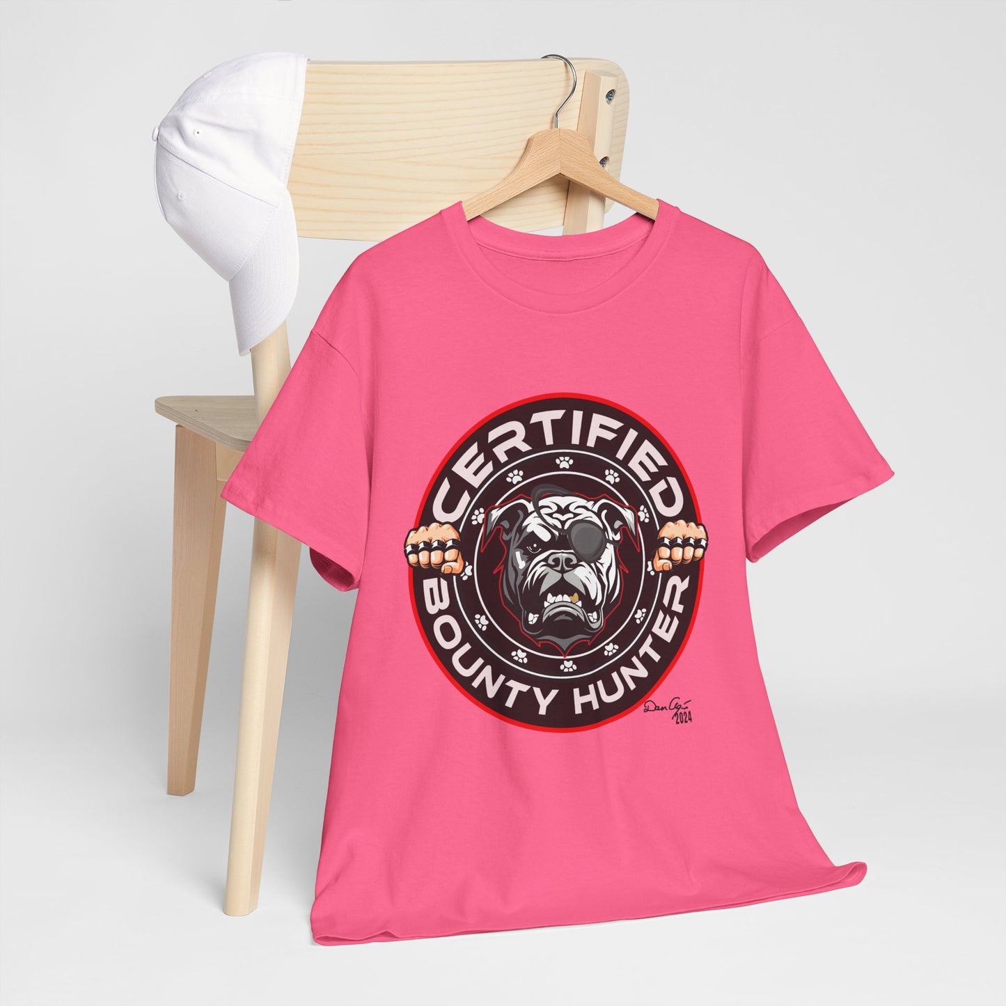 Certified Bounty Hunter, Unisex Heavy Cotton Tee, comedy, bulldog, print design, png, GraphicTees