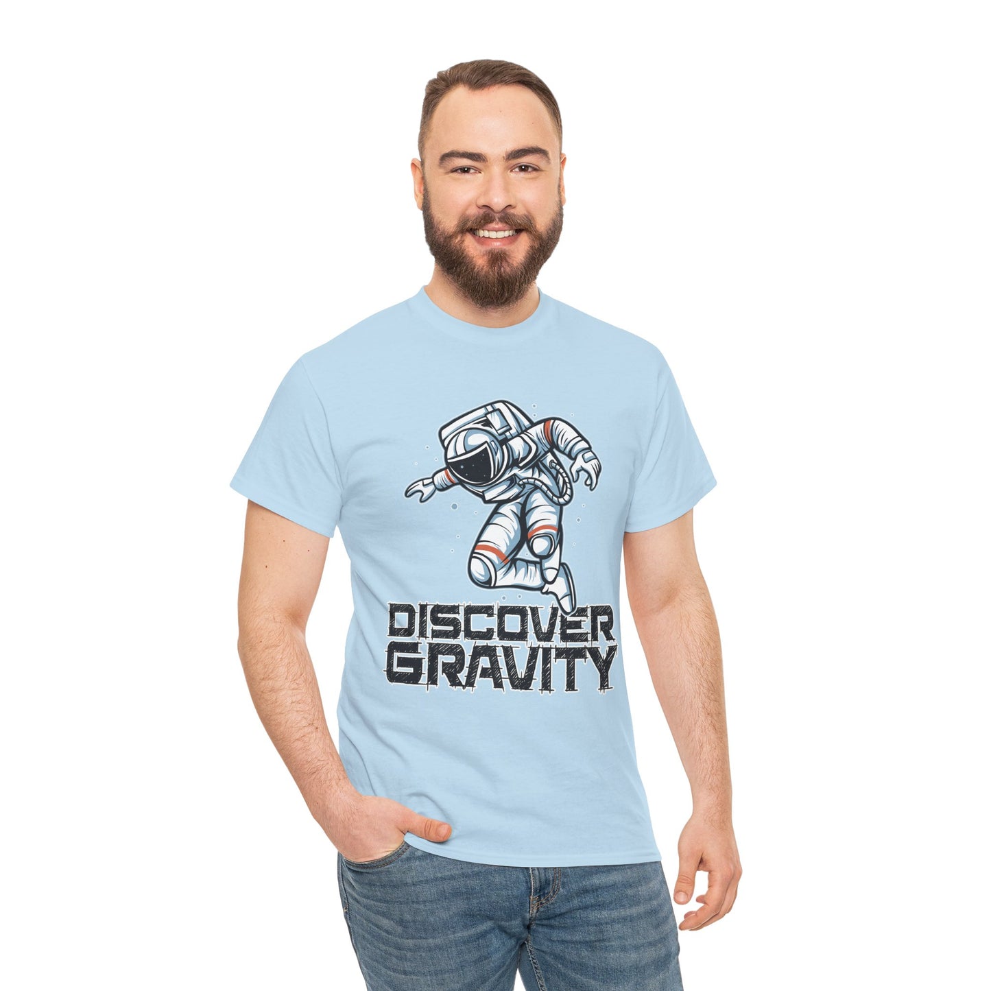 Discover Gravity. Unisex Heavy Cotton Tee - Fun Astronaut, Astronomy Graphic Tee - Unisex graphic design, png Express Delivery available