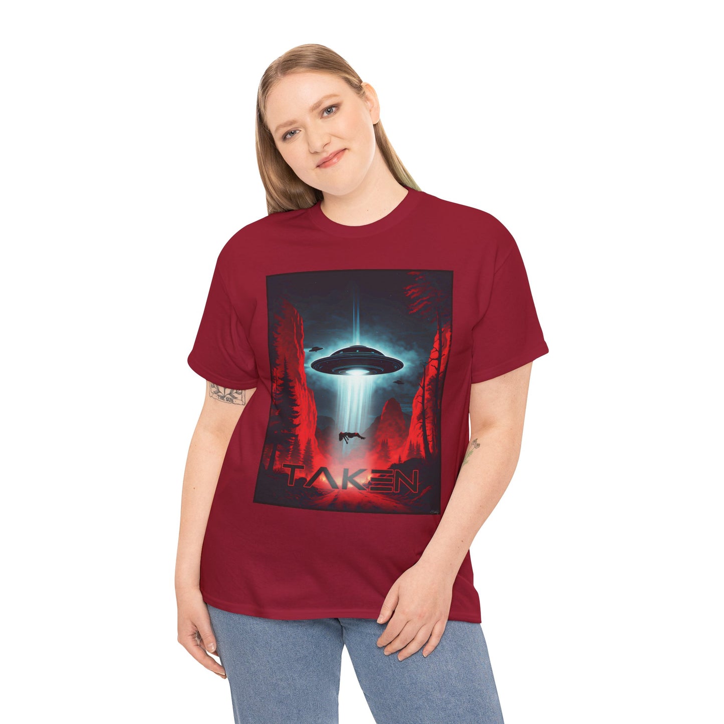 Taken, Unisex Heavy Cotton Tee, UFO inspired t-shirt, graphic design, art, png, t-shirts, tshirts, tee