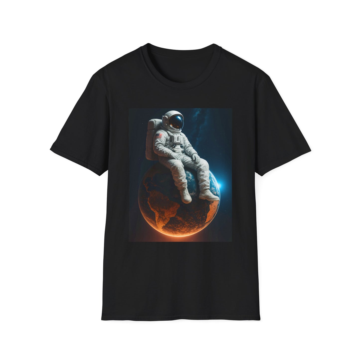 Sitting on an Earth, Cosmic Astronaut T-Shirt, Unisex Graphic Tee, Space Lover Gift, Casual Wear, Astronomy Fan Shirt, Graphic Tee, t-shirt, tshirt, png