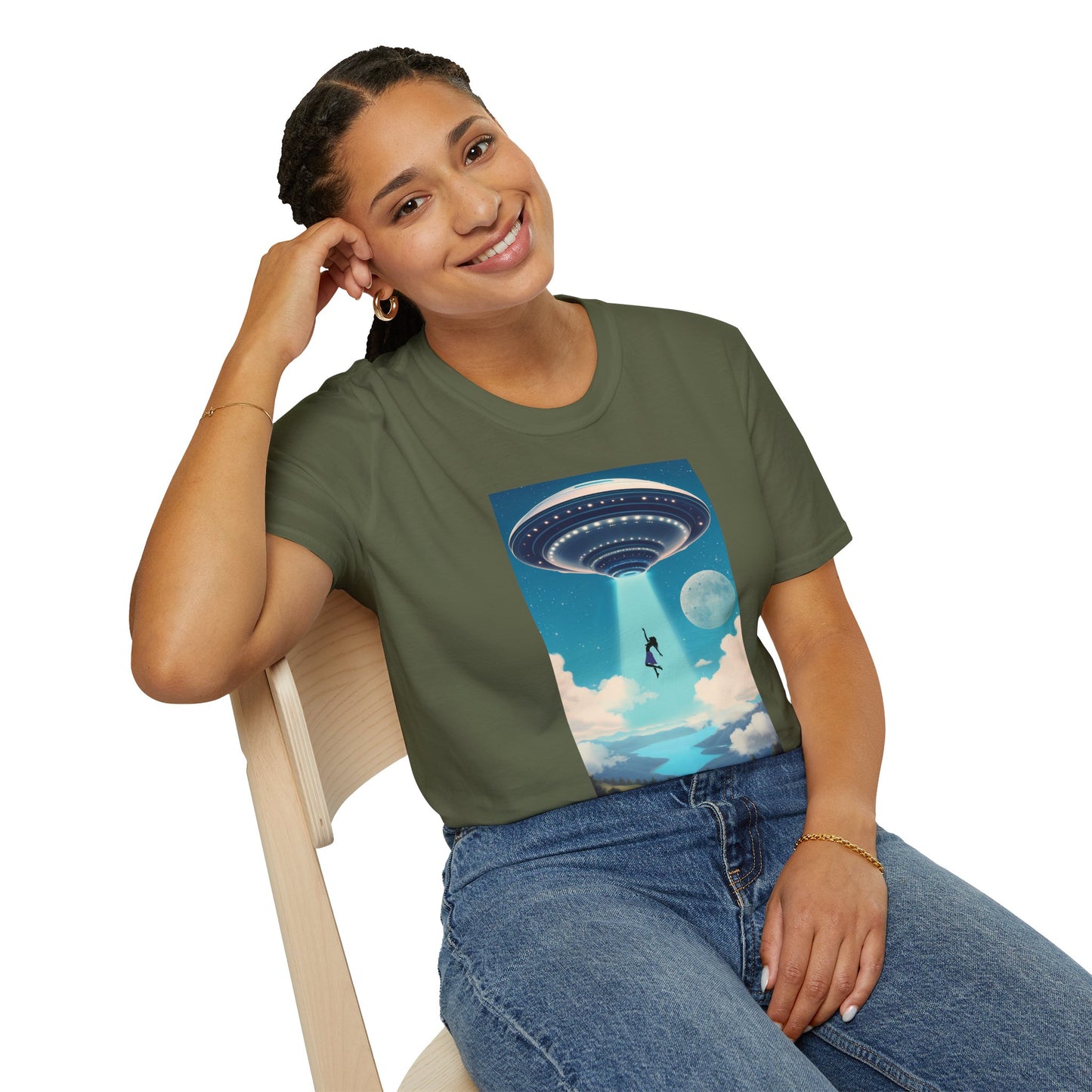 Cosmic Abduction Unisex T-Shirt | Space Alien Tee, UFO Graphic Shirt, Sci-Fi Fan Gift, Casual Style, Cool Vintage Look