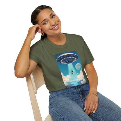 Cosmic Abduction Unisex T-Shirt | Space Alien Tee, UFO Graphic Shirt, Sci-Fi Fan Gift, Casual Style, Cool Vintage Look