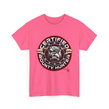 Certified Bounty Hunter, Unisex Heavy Cotton Tee, comedy, bulldog, print design, png, GraphicTees