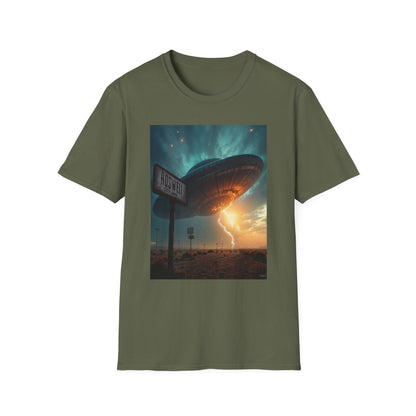 Roswell City Limits, Alien Sunset Softstyle T-Shirt | Unisex Graphic Tee, UFO Theme Shirt, Casual, Gift for Sci-Fi Lovers, Summer Fashion