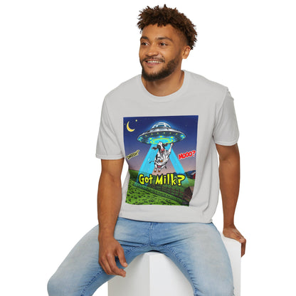 Got Milk? Funny Unisex Softstyle T-Shirt, Humorous Tee, Perfect for Cow Lovers, Milking Day, Farm-themed Gifts, Quirky Apparel, graphic