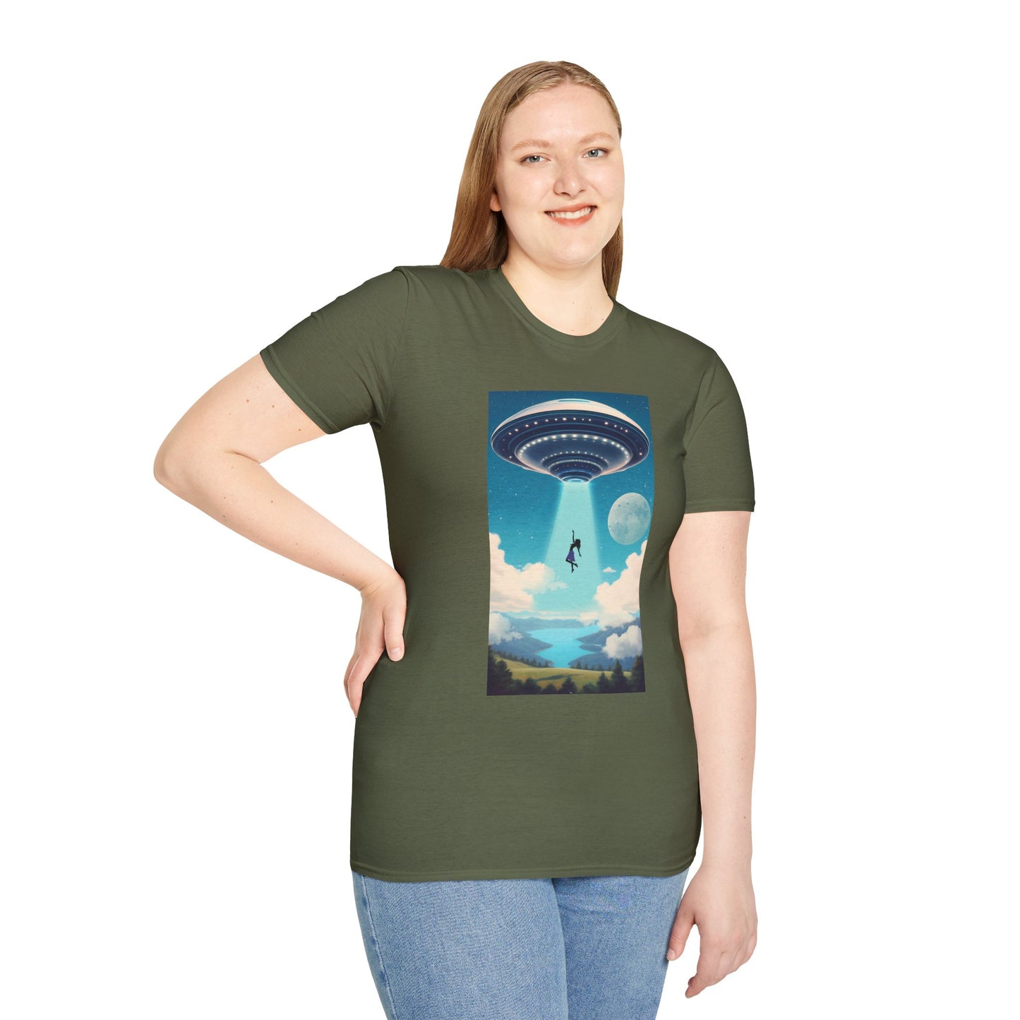 Cosmic Abduction Unisex T-Shirt | Space Alien Tee, UFO Graphic Shirt, Sci-Fi Fan Gift, Casual Style, Cool Vintage Look