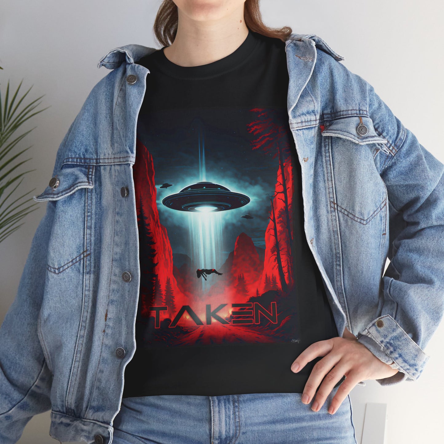 Taken, Unisex Heavy Cotton Tee, UFO inspired t-shirt, graphic design, art, png, t-shirts, tshirts, tee