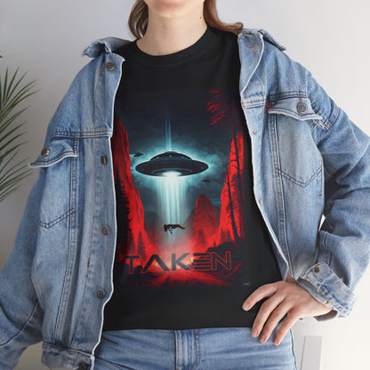 Taken, Unisex Heavy Cotton Tee, UFO inspired t-shirt, graphic design, art, png, t-shirts, tshirts, tee