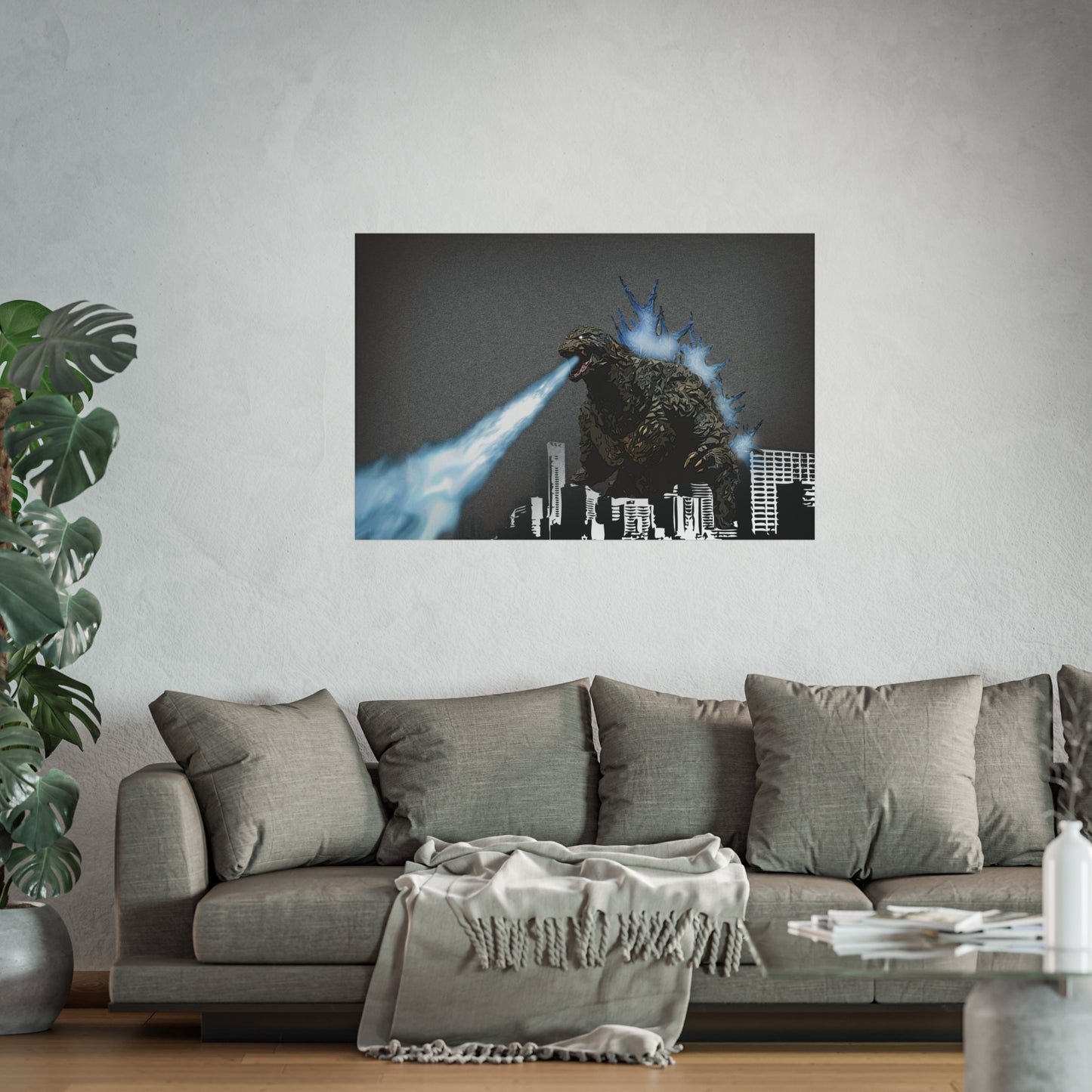 Godzilla Minus One, Fine Art Posters, Godzilla movie rendition, monsters, movies, posters, canvas, fine art, graphic design, png, CanvasPrints