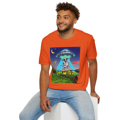 Got Milk? Funny Unisex Softstyle T-Shirt, Humorous Tee, Perfect for Cow Lovers, Milking Day, Farm-themed Gifts, Quirky Apparel, graphic