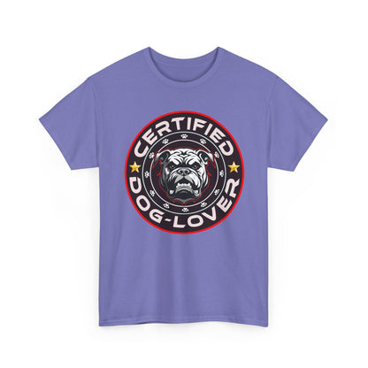 Certified Dog Lover Unisex Tee - Bulldog Print Design, GraphicTees, t-shirt, tshirt, png