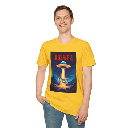Roswell Alien Encounter Unisex T-Shirt, Retro Space UFO Tee, Sci-Fi Lovers Gift, Convention Wear, Extraterrestrial Tee, graphic design, png