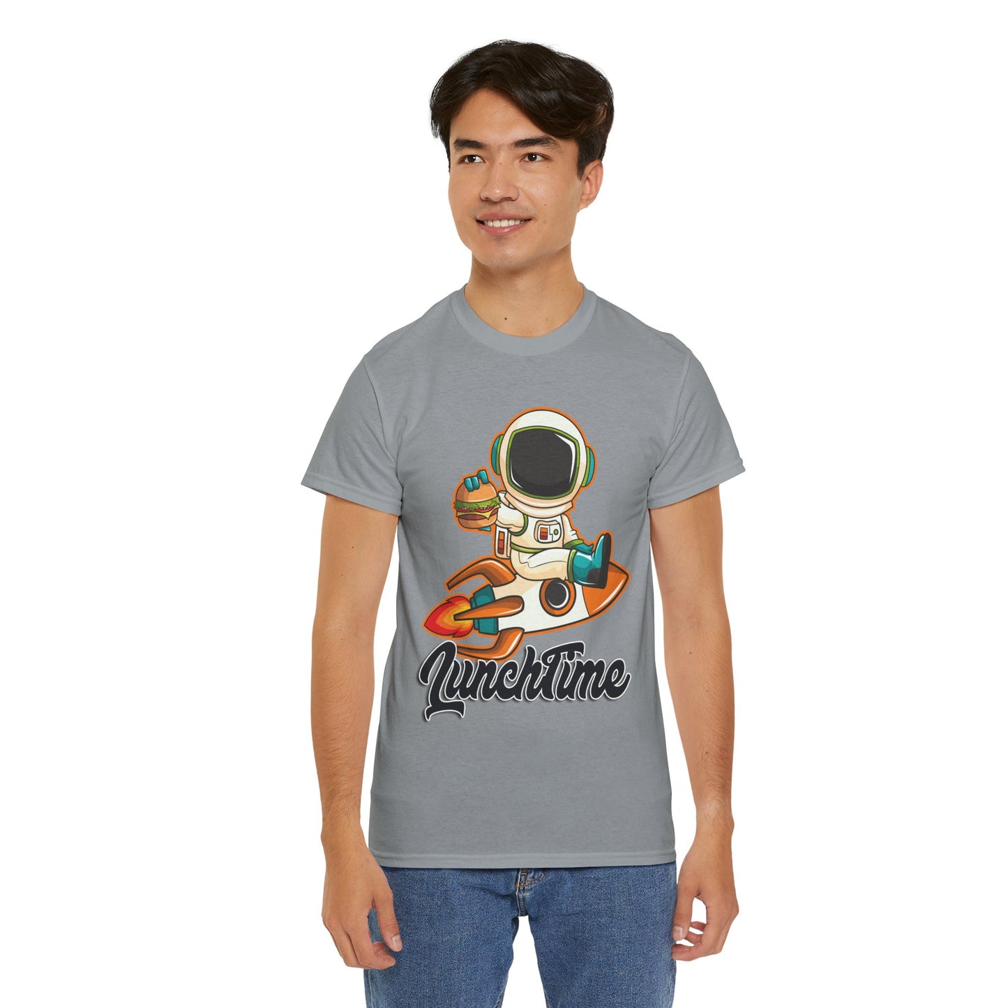 Astronaut Lunchtime Unisex Heavy Cotton Tee - Fun Graphic T-Shirt for Space Lovers, GraphicTees, png, t-shirts, tshirts