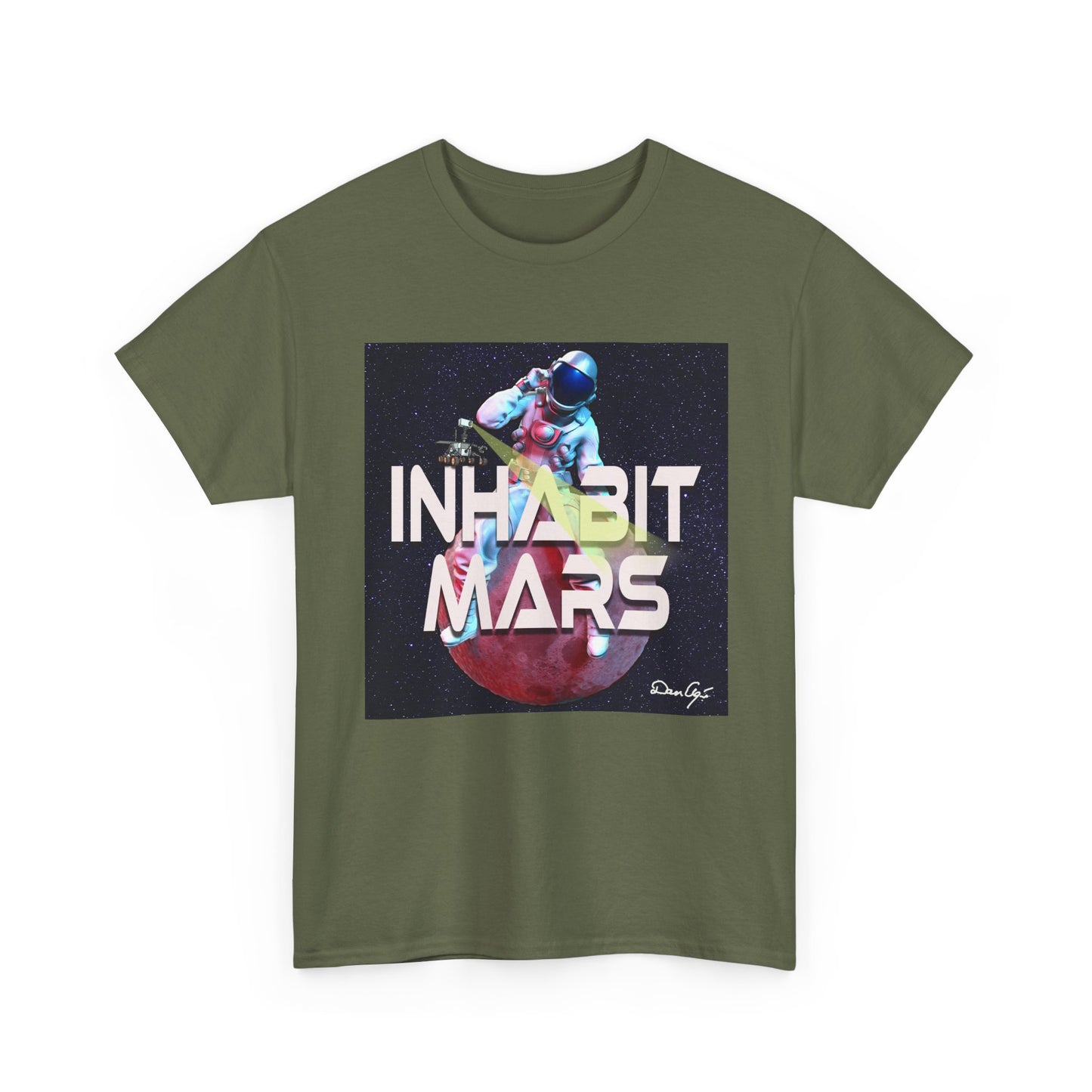 Inhabit Mars, Unisex Heavy Cotton Tee, Space, SpaceX, Universe, UFO, multiverse, graphic design, png, graphic design, t-shirts, tee