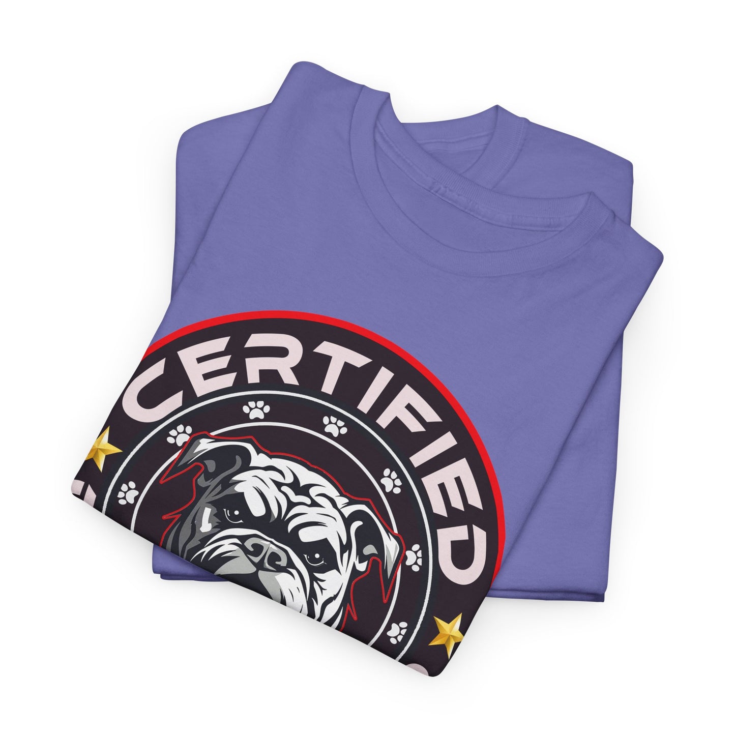 Certified Dog Lover Unisex Tee - Bulldog Print Design, GraphicTees, t-shirt, tshirt, png