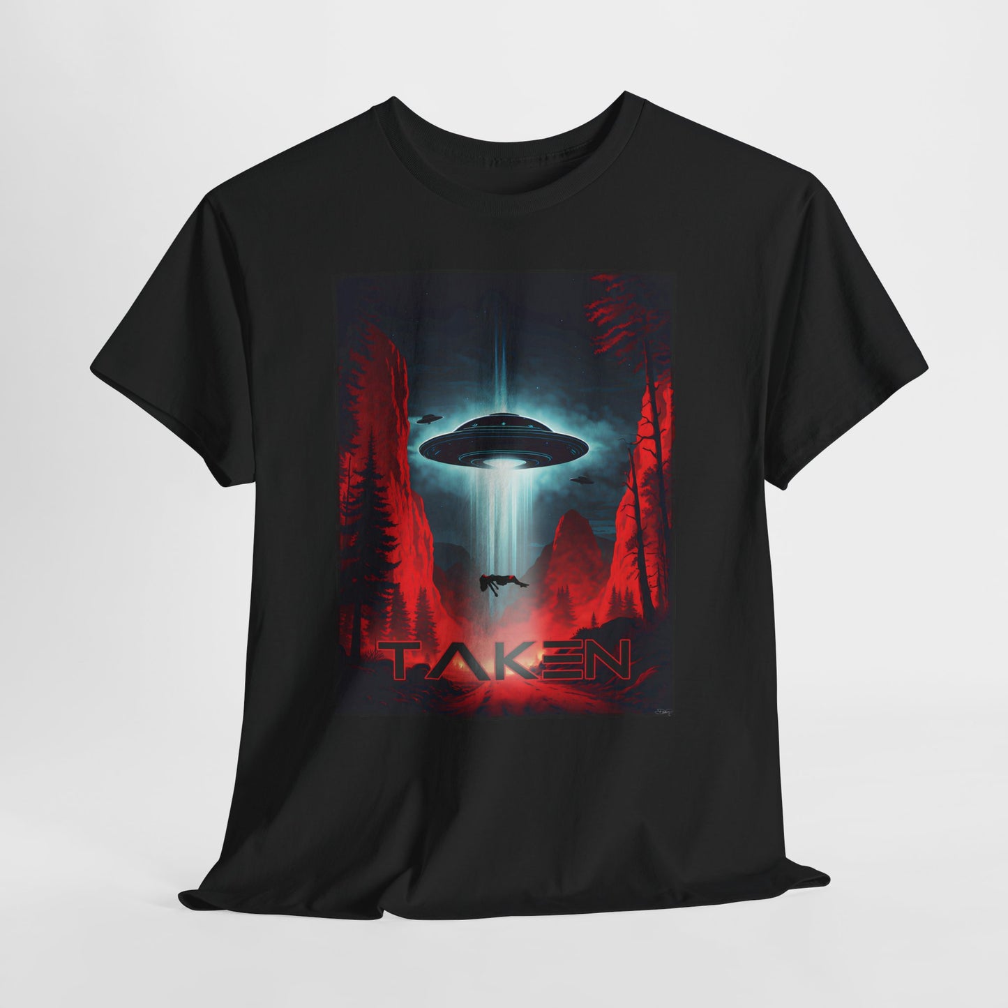 Taken, Unisex Heavy Cotton Tee, UFO inspired t-shirt, graphic design, art, png, t-shirts, tshirts, tee