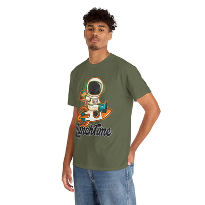 Astronaut Lunchtime Unisex Heavy Cotton Tee - Fun Graphic T-Shirt for Space Lovers, GraphicTees, png, t-shirts, tshirts