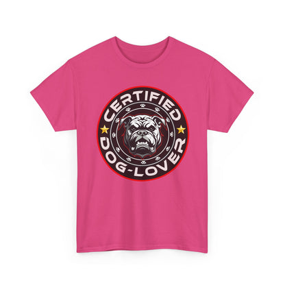 Certified Dog Lover Unisex Tee - Bulldog Print Design, GraphicTees, t-shirt, tshirt, png