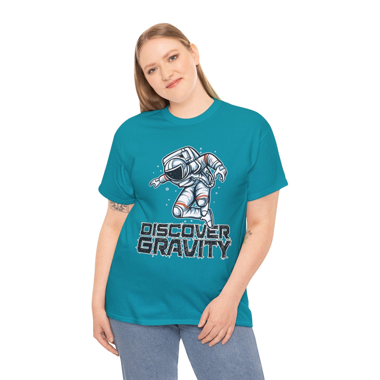 Discover Gravity. Unisex Heavy Cotton Tee - Fun Astronaut, Astronomy Graphic Tee - Unisex graphic design, png Express Delivery available