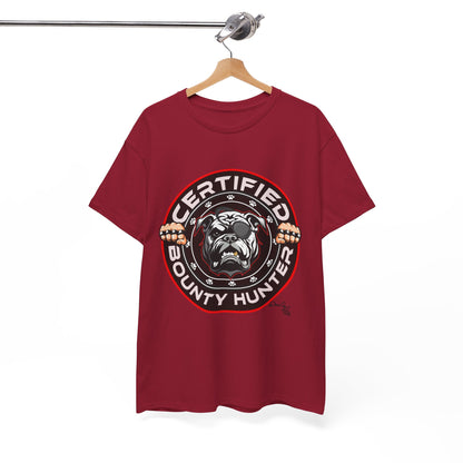 Certified Bounty Hunter, Unisex Heavy Cotton Tee, comedy, bulldog, print design, png, GraphicTees