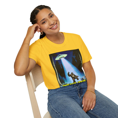 Bigfoot Probe Unisex Softstyle T-Shirt - Fun UFO Graphic Tee, Perfect Gift, Halloween, Nerd Culture, Outdoors, Alien, Graphic tees, t-shirts, Graphic design, t-shirts, tees
