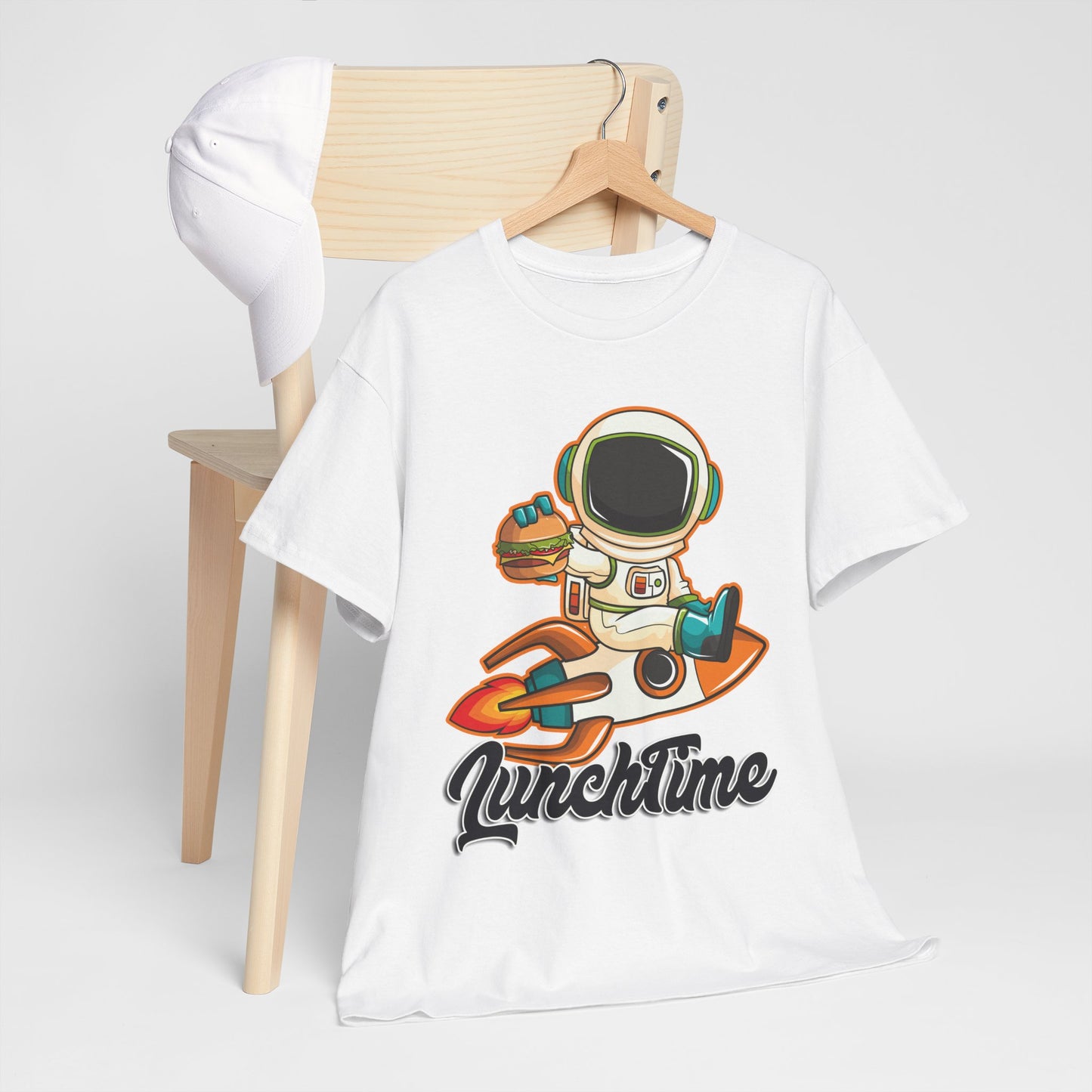Astronaut Lunchtime Unisex Heavy Cotton Tee - Fun Graphic T-Shirt for Space Lovers, GraphicTees, png, t-shirts, tshirts