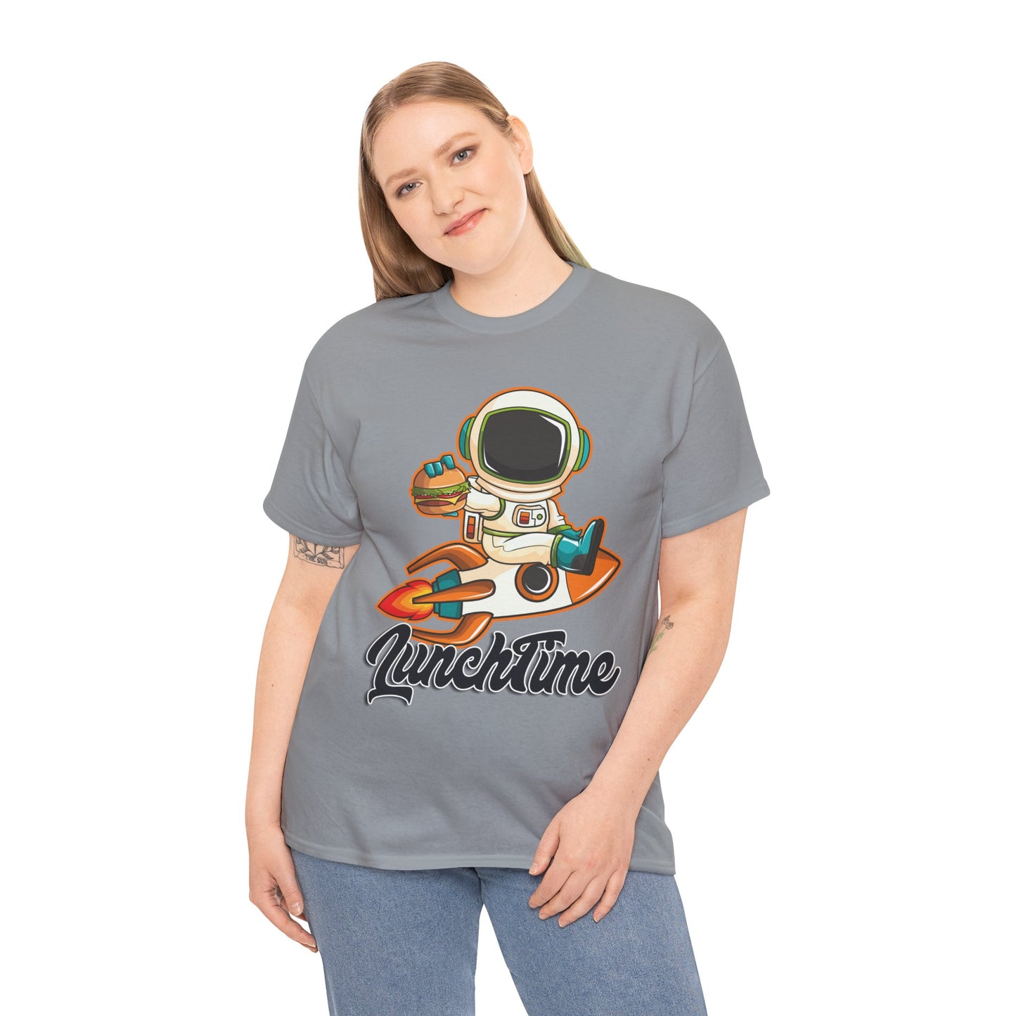 Astronaut Lunchtime Unisex Heavy Cotton Tee - Fun Graphic T-Shirt for Space Lovers, GraphicTees, png, t-shirts, tshirts