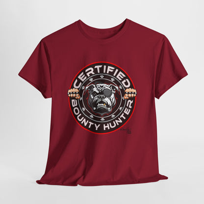 Certified Bounty Hunter, Unisex Heavy Cotton Tee, comedy, bulldog, print design, png, GraphicTees