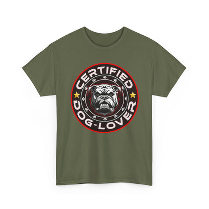 Certified Dog Lover Unisex Tee - Bulldog Print Design, GraphicTees, t-shirt, tshirt, png