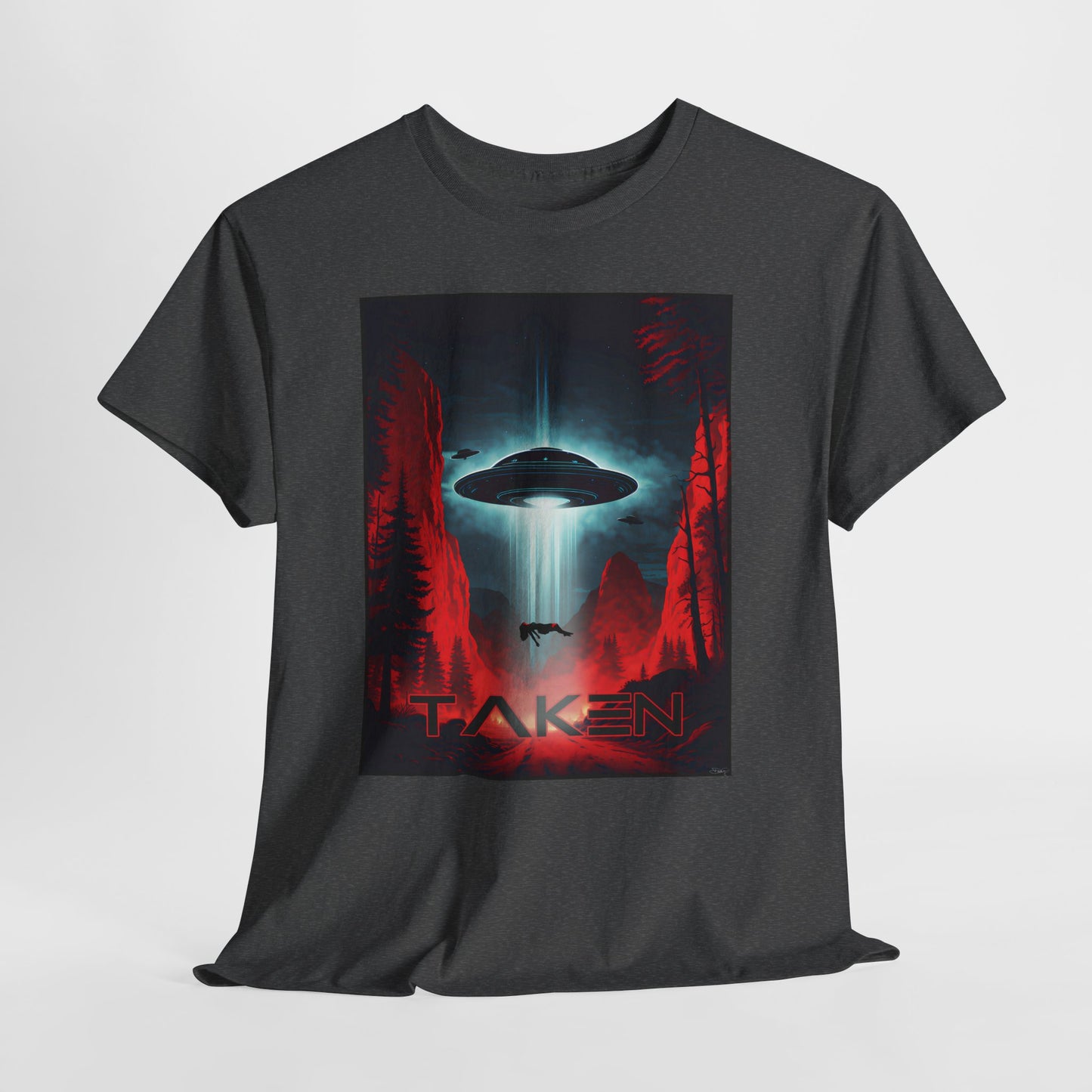 Taken, Unisex Heavy Cotton Tee, UFO inspired t-shirt, graphic design, art, png, t-shirts, tshirts, tee