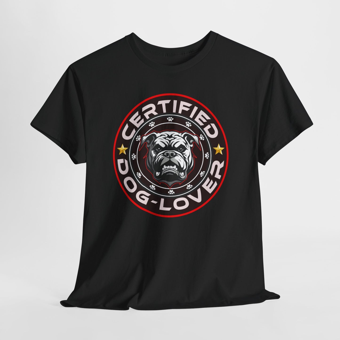Certified Dog Lover Unisex Tee - Bulldog Print Design, GraphicTees, t-shirt, tshirt, png
