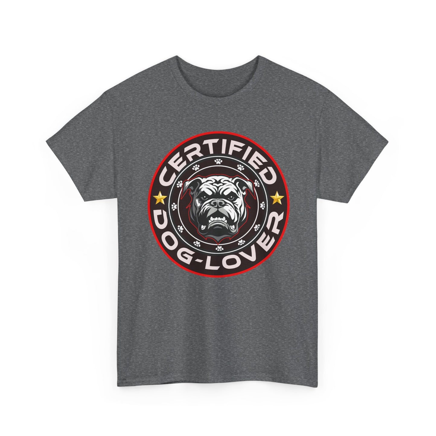 Certified Dog Lover Unisex Tee - Bulldog Print Design, GraphicTees, t-shirt, tshirt, png