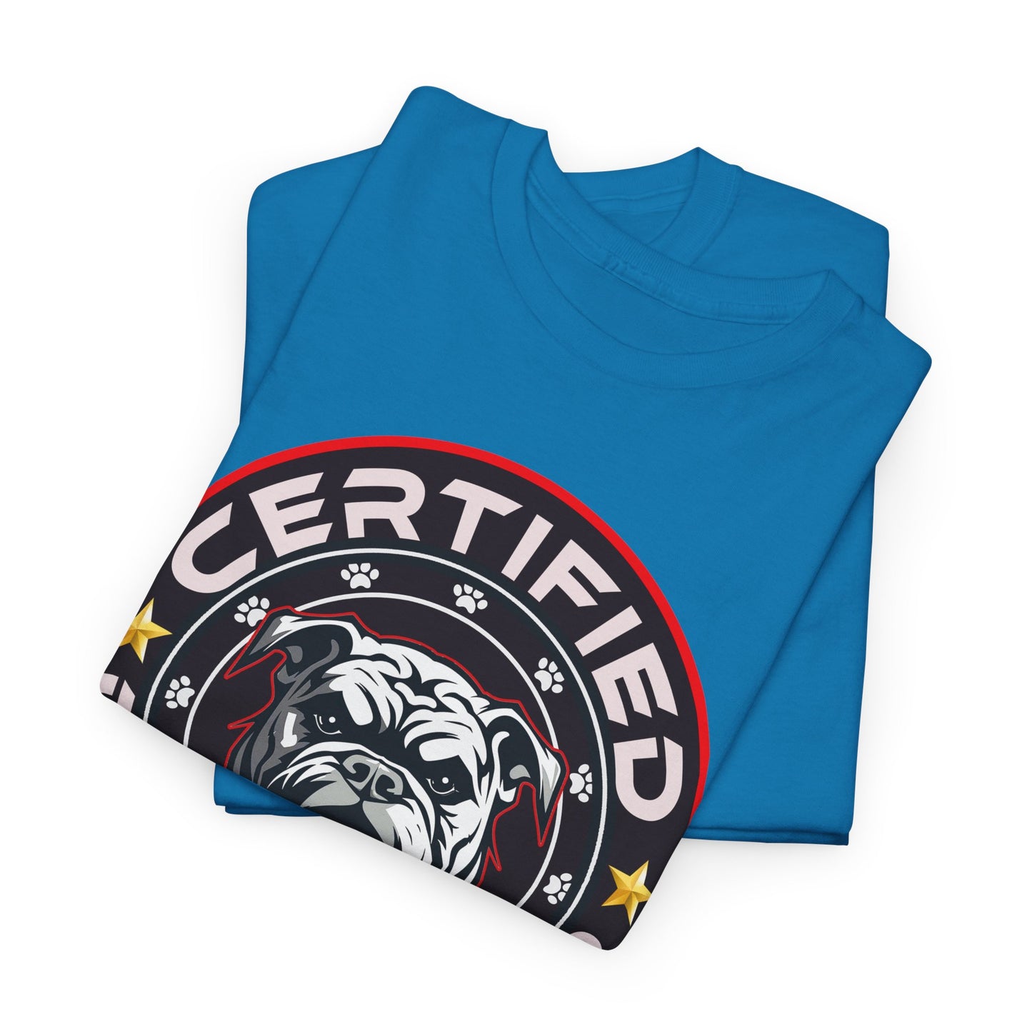 Certified Dog Lover Unisex Tee - Bulldog Print Design, GraphicTees, t-shirt, tshirt, png