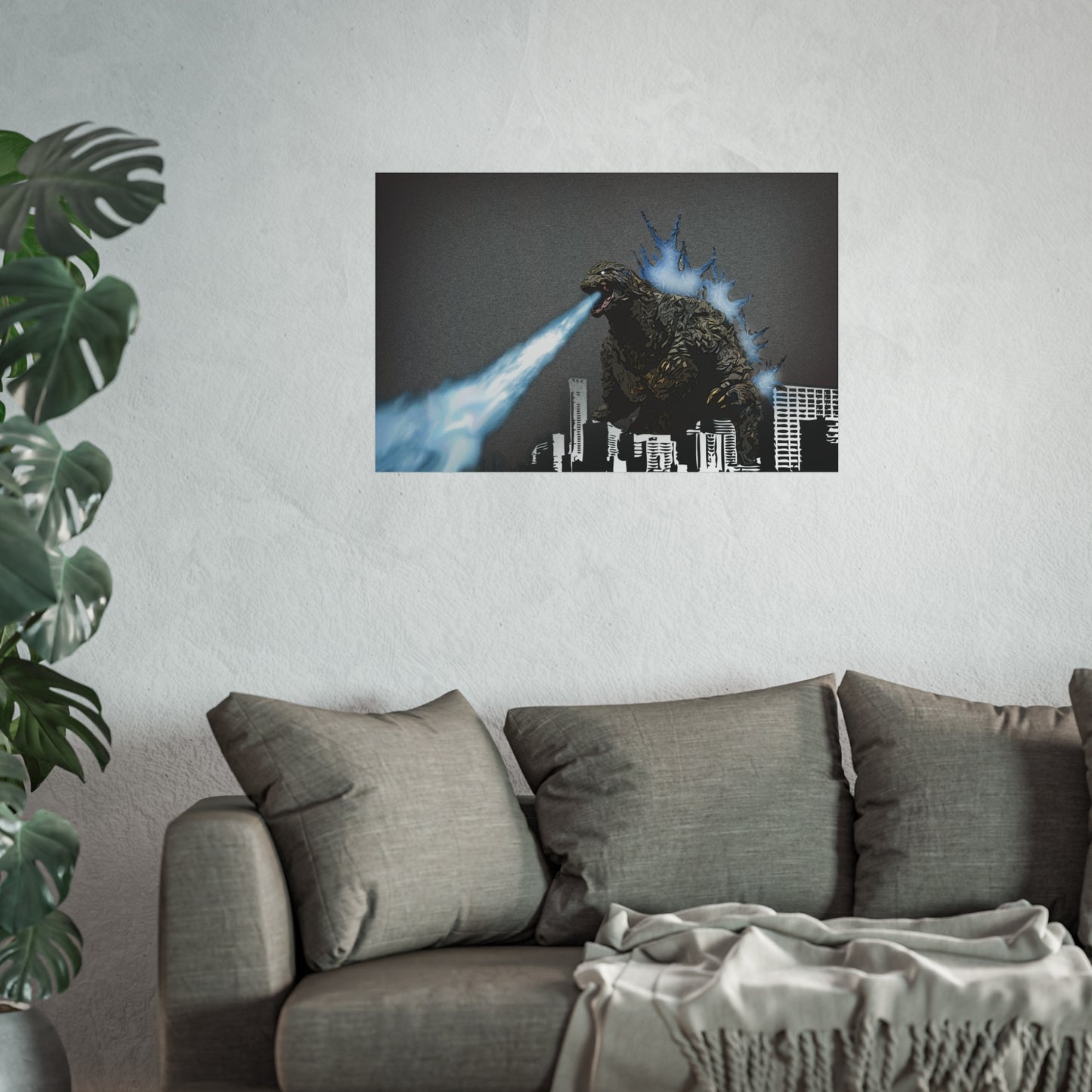 Godzilla Minus One, Fine Art Posters, Godzilla movie rendition, monsters, movies, posters, canvas, fine art, graphic design, png, CanvasPrints