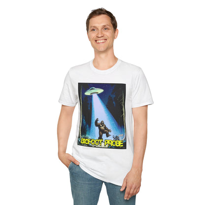 Bigfoot Probe Unisex Softstyle T-Shirt - Fun UFO Graphic Tee, Perfect Gift, Halloween, Nerd Culture, Outdoors, Alien, Graphic tees, t-shirts, Graphic design, t-shirts, tees