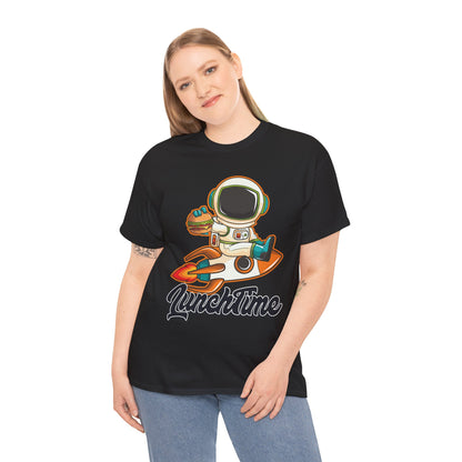 Astronaut Lunchtime Unisex Heavy Cotton Tee - Fun Graphic T-Shirt for Space Lovers, GraphicTees, png, t-shirts, tshirts