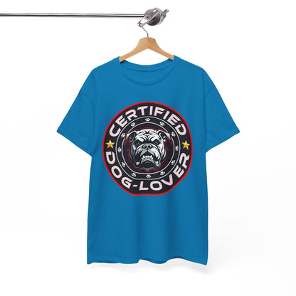 Certified Dog Lover Unisex Tee - Bulldog Print Design, GraphicTees, t-shirt, tshirt, png