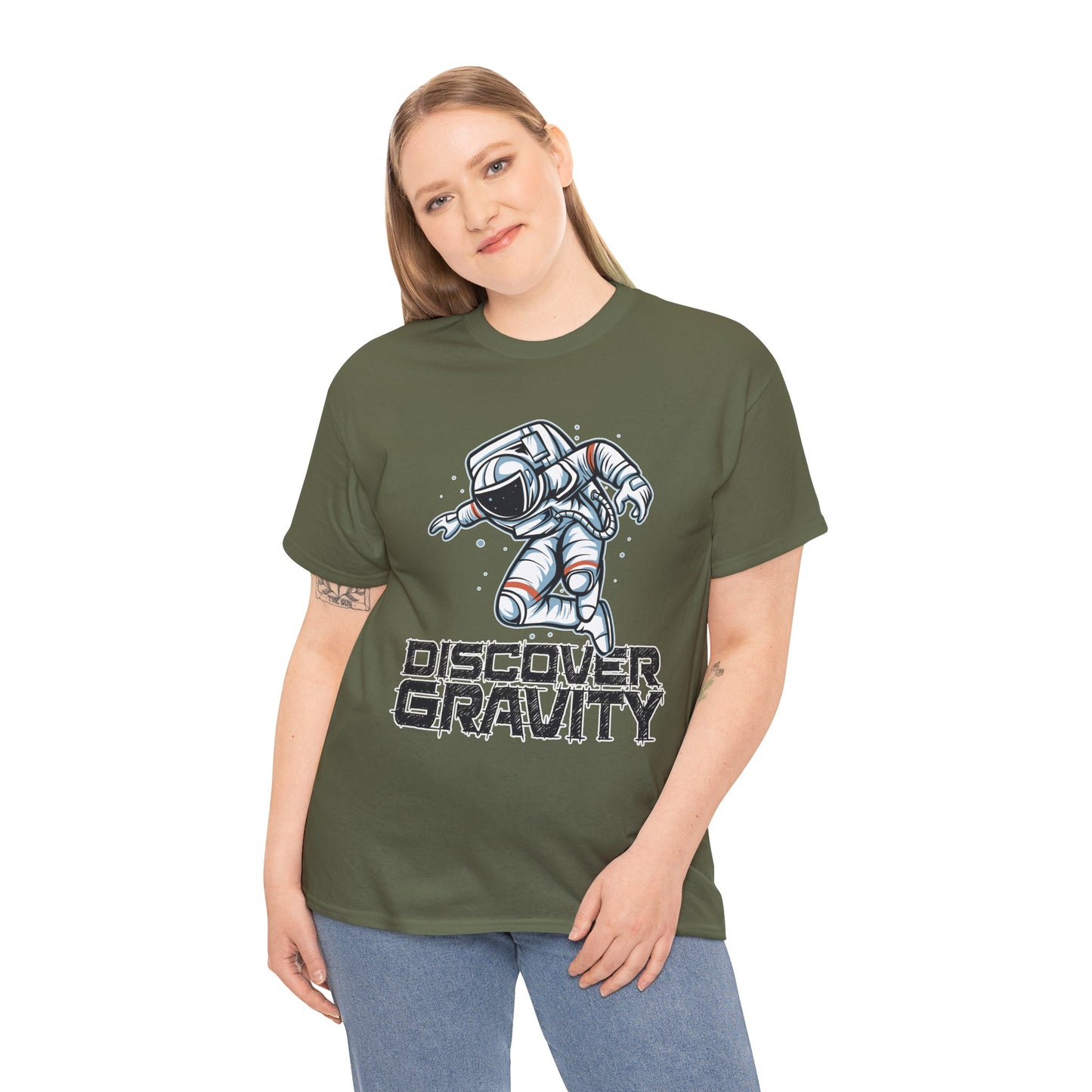 Discover Gravity. Unisex Heavy Cotton Tee - Fun Astronaut, Astronomy Graphic Tee - Unisex graphic design, png Express Delivery available