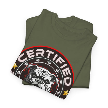 Certified Dog Lover Unisex Tee - Bulldog Print Design, GraphicTees, t-shirt, tshirt, png