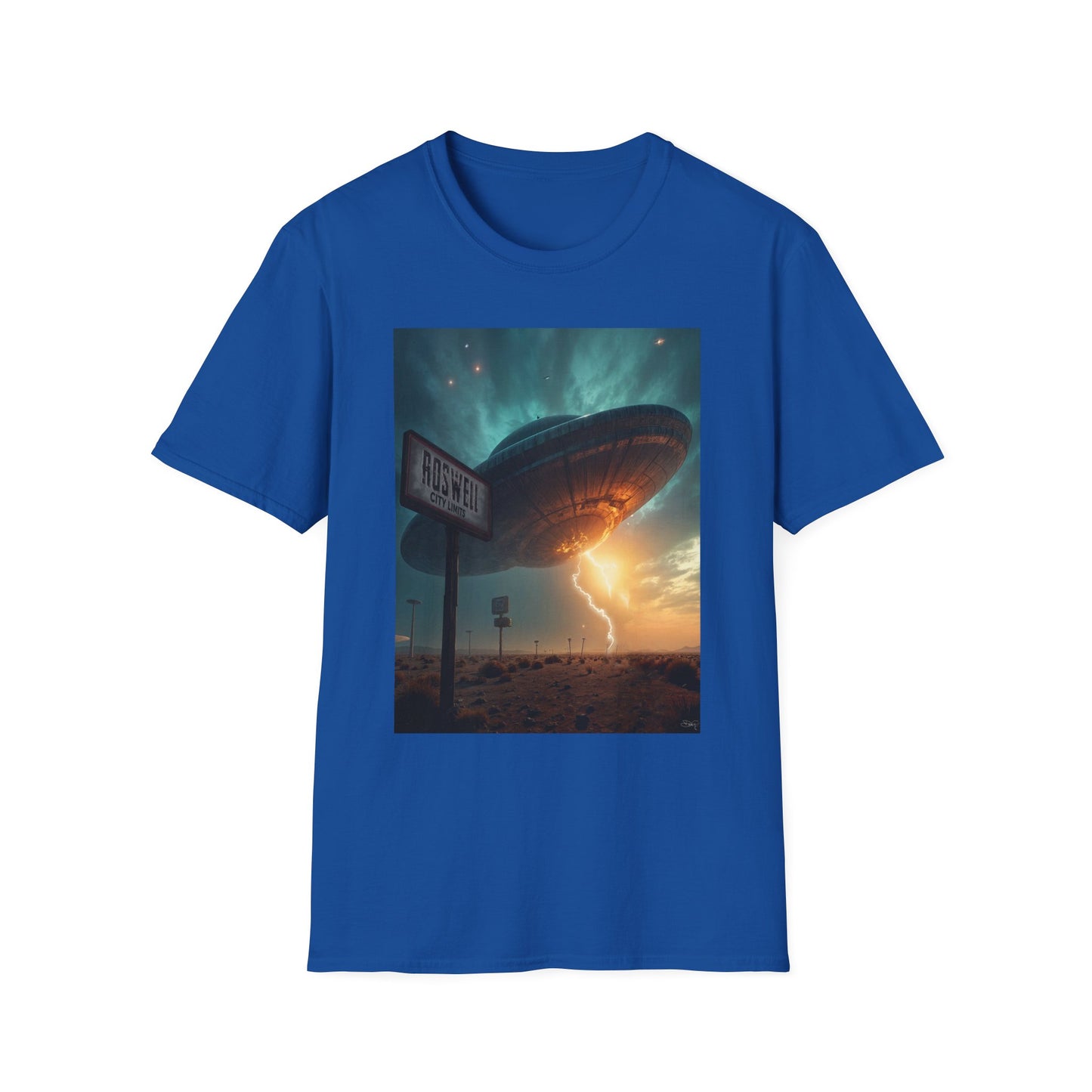 Roswell City Limits, Alien Sunset Softstyle T-Shirt | Unisex Graphic Tee, UFO Theme Shirt, Casual, Gift for Sci-Fi Lovers, Summer Fashion