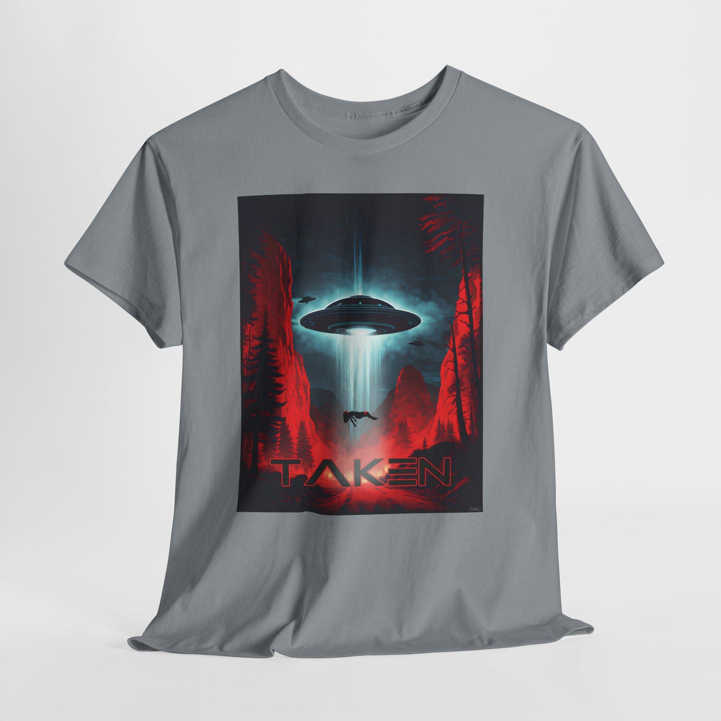 Taken, Unisex Heavy Cotton Tee, UFO inspired t-shirt, graphic design, art, png, t-shirts, tshirts, tee