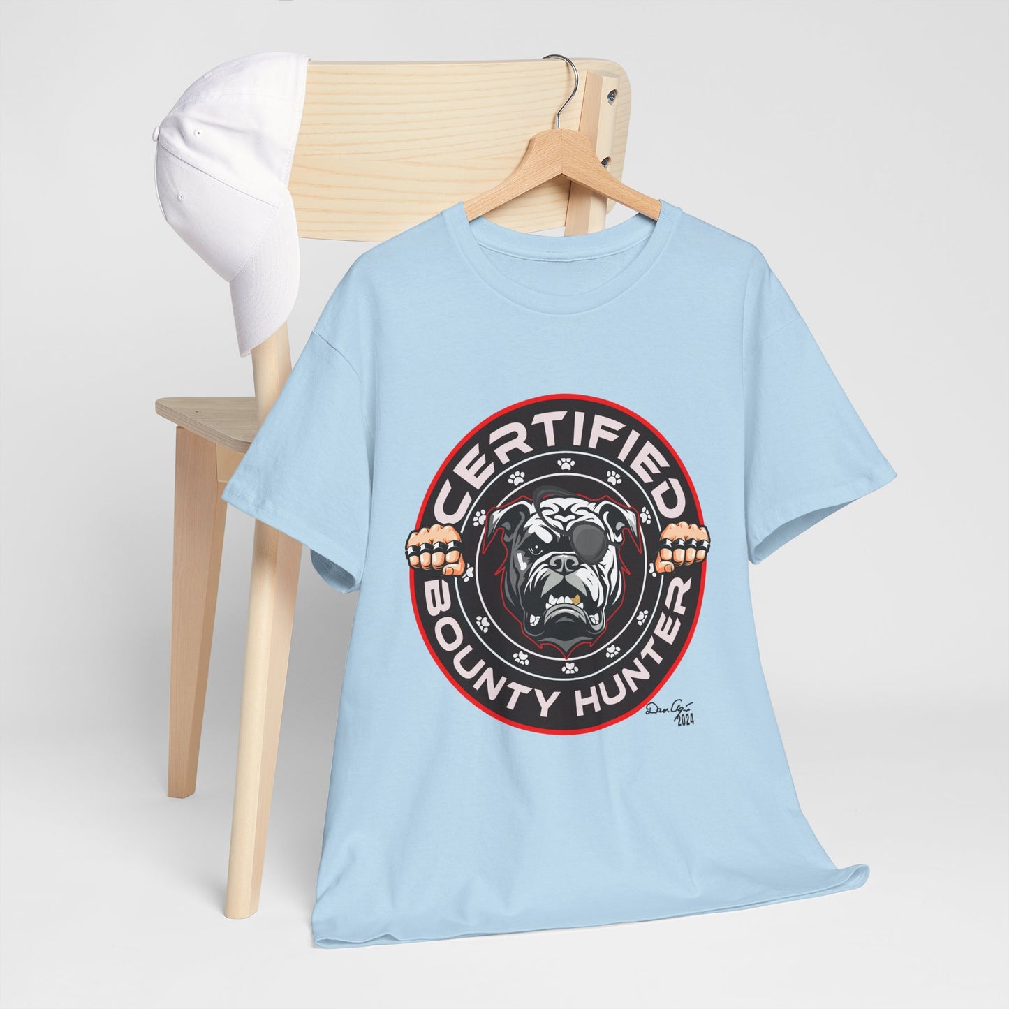 Certified Bounty Hunter, Unisex Heavy Cotton Tee, comedy, bulldog, print design, png, GraphicTees