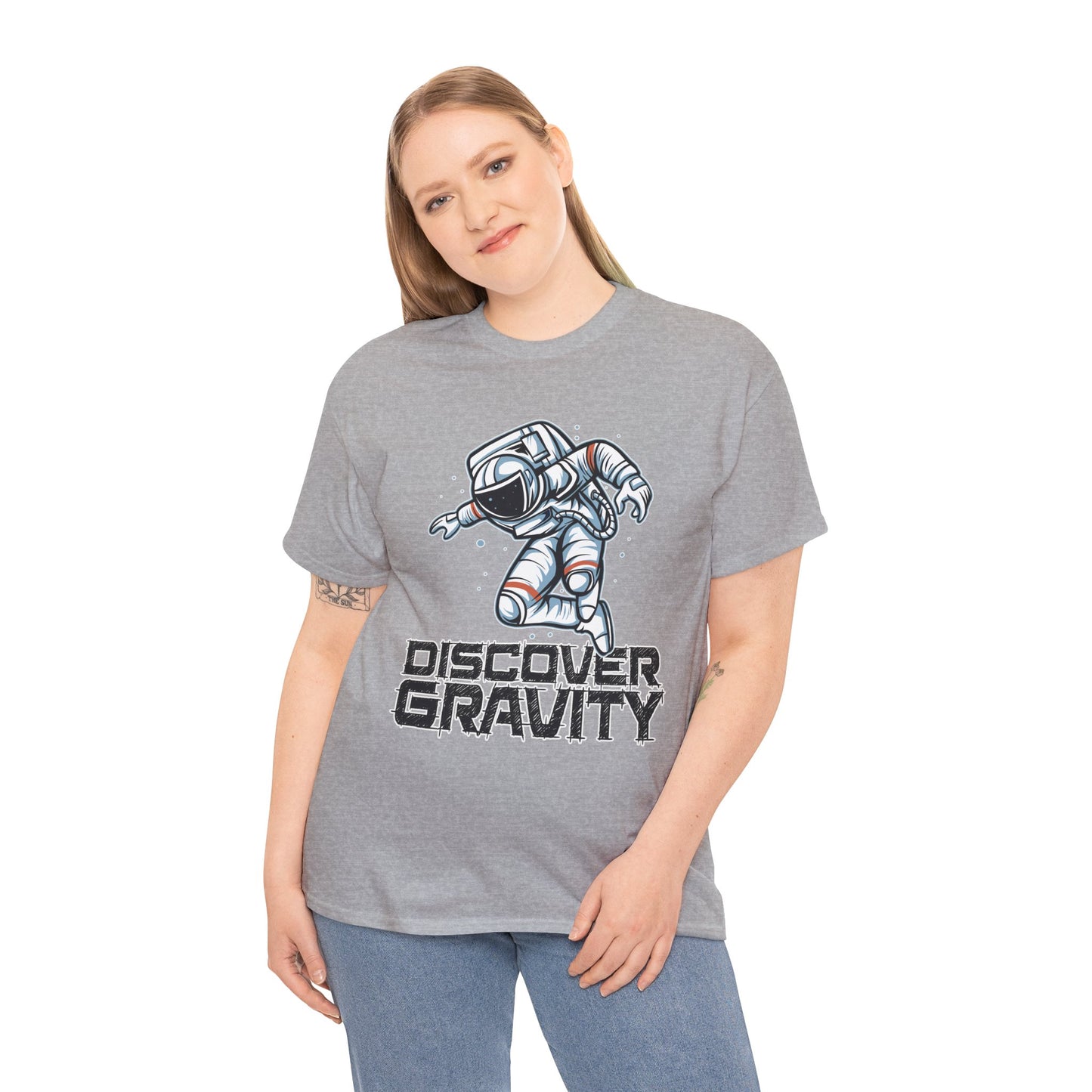 Discover Gravity. Unisex Heavy Cotton Tee - Fun Astronaut, Astronomy Graphic Tee - Unisex graphic design, png Express Delivery available