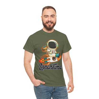 Astronaut Lunchtime Unisex Heavy Cotton Tee - Fun Graphic T-Shirt for Space Lovers, GraphicTees, png, t-shirts, tshirts